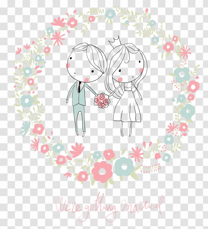 Wedding Invitation Drawing Illustration - Silhouette - Cartoon Characters Transparent PNG