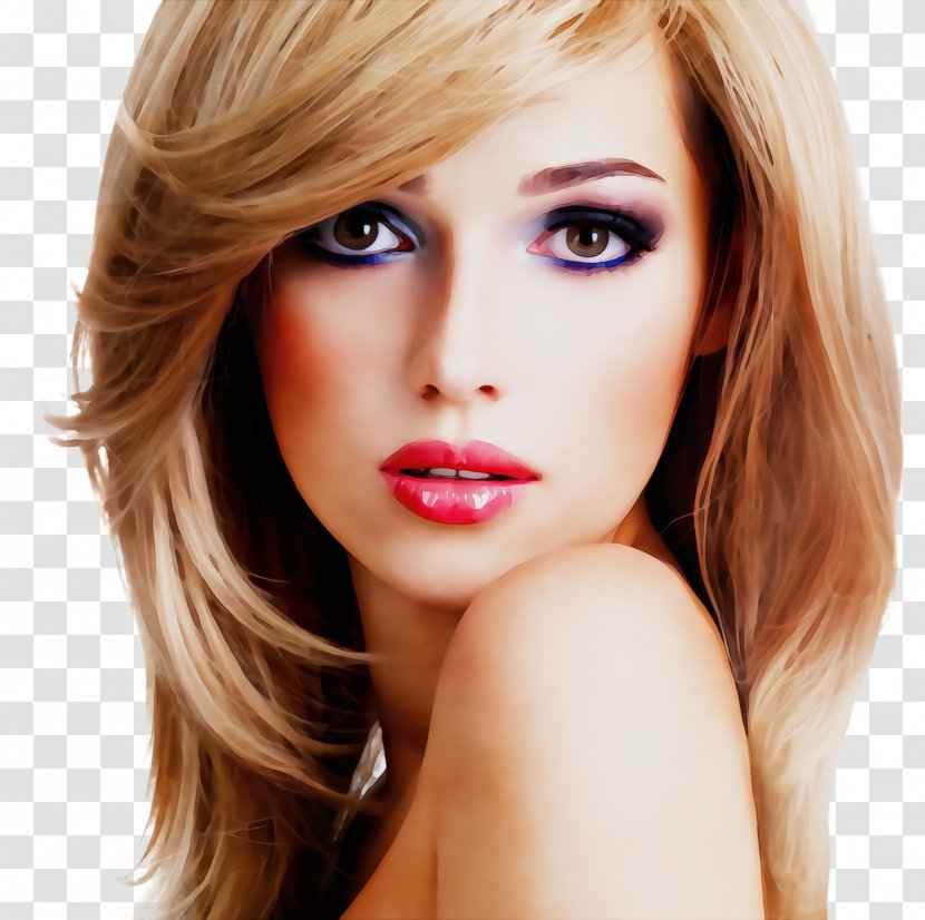 Hair Face Hairstyle Eyebrow Blond - Watercolor - Beauty Skin Transparent PNG