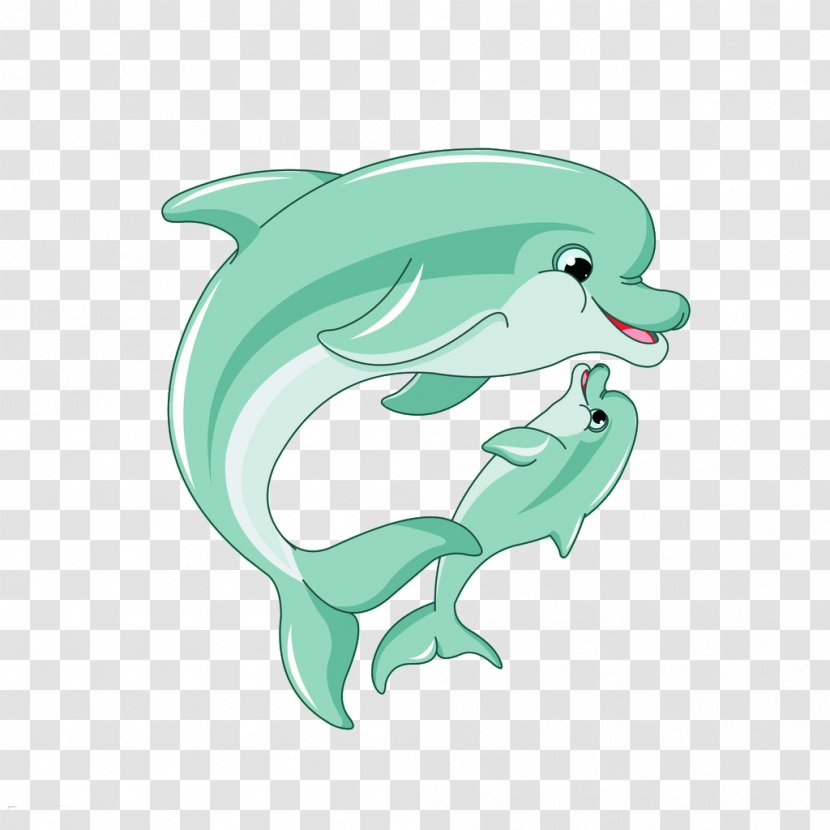 Spinner Dolphin Mother Infant Clip Art - Royaltyfree - And Son Transparent PNG