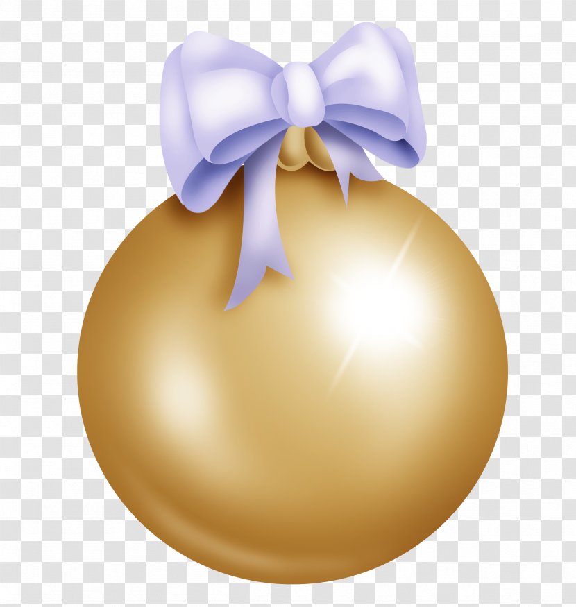 Christmas Ball Ornament Clip Art - Yellow - Pearl Bow Transparent PNG