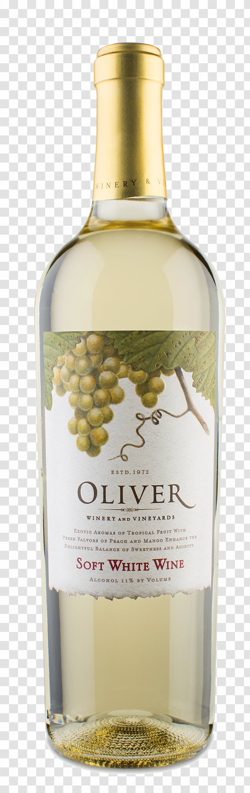 Liqueur White Wine Oliver Winery Common Grape Vine - Glass Bottle Transparent PNG
