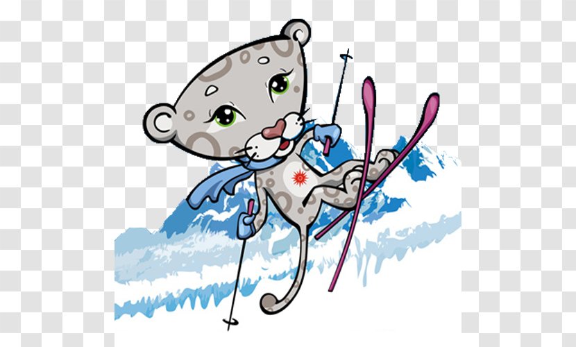 Almaty Astana 2011 Asian Winter Games Leopard - Flower - Snow Skid Cartoon Style Transparent PNG