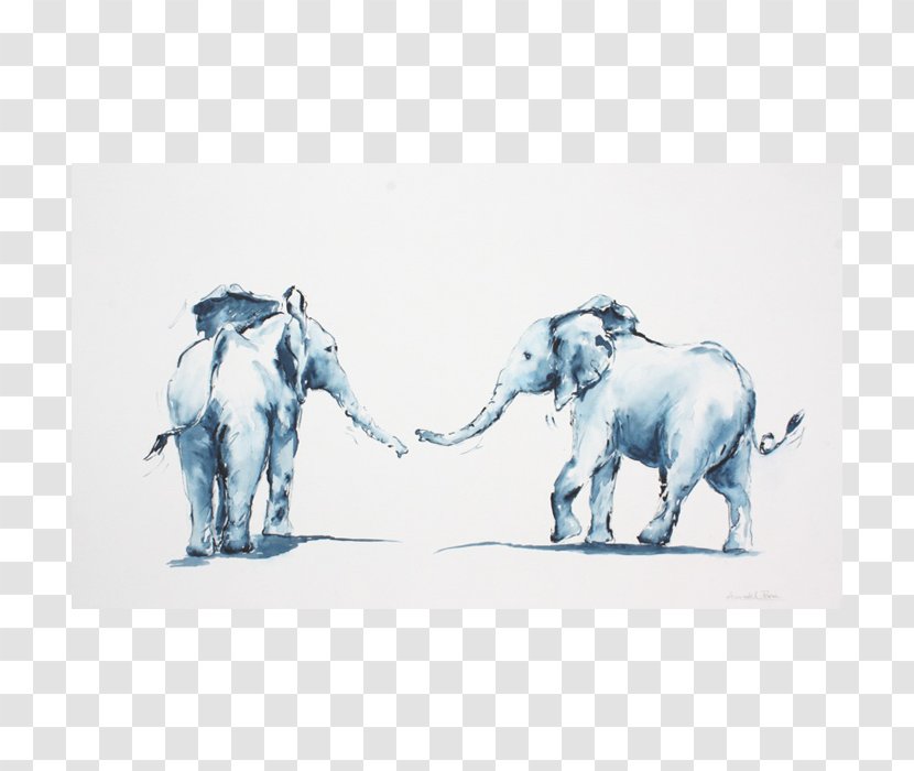 Indian Elephant African Cattle Drawing Wildlife - Organism - India Transparent PNG