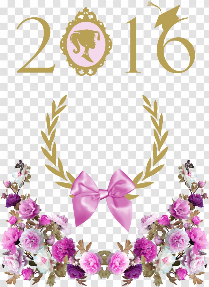 Graduation Ceremony Party School Paper Floral Design Transparent PNG