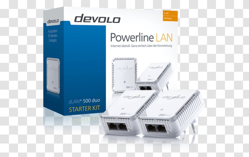 Powerline Starter Kit 500 Mbit/s Devolo DLAN Duo PowerLAN Power-line Communication 550 Duo+ - Minimal Design Transparent PNG