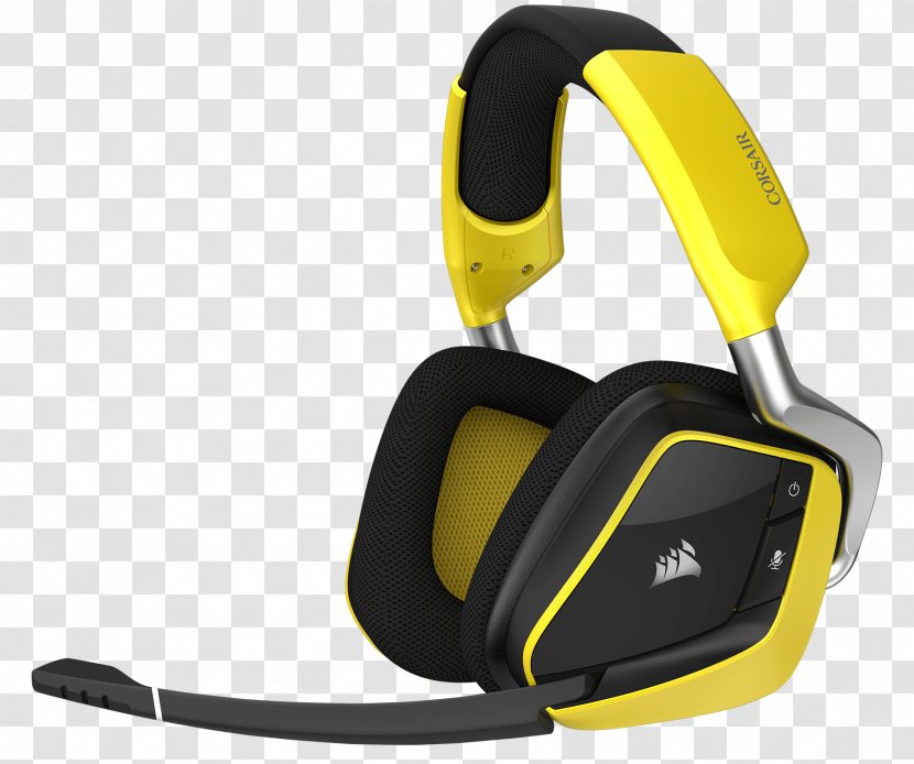 Xbox 360 Wireless Headset Corsair VOID PRO RGB Headphones Components - Yellow Transparent PNG