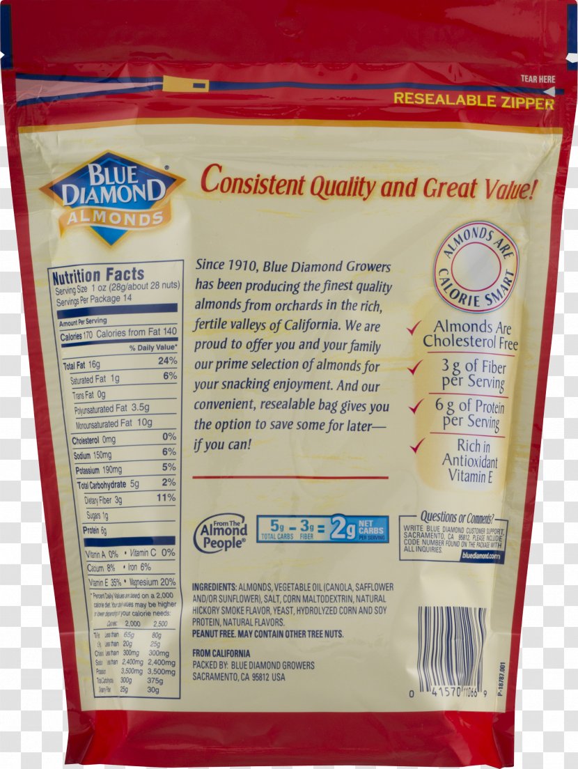 Smokehouse Ingredient Blue Diamond Growers Nutrition Facts Label Transparent PNG