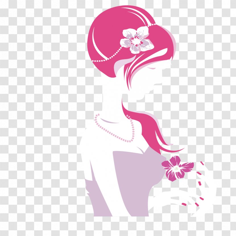 Euclidean Vector Female - Woman - Butterfly Pink Hair Beauty Transparent PNG
