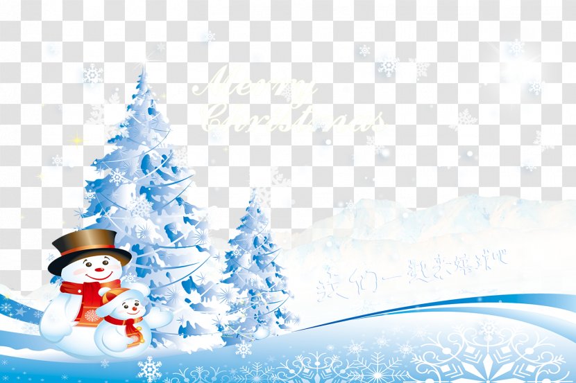 Santa Claus Christmas New Year Snowman Poster - Banner - Winter Background Material Transparent PNG