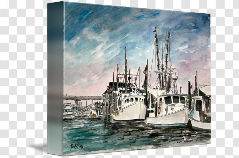 Watercolor Painting Boat Canvas Art - Lighthouse Transparent PNG