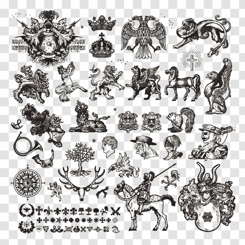 Heraldry Royalty-free Escutcheon Illustration - Art - Retro Pattern Knight Transparent PNG