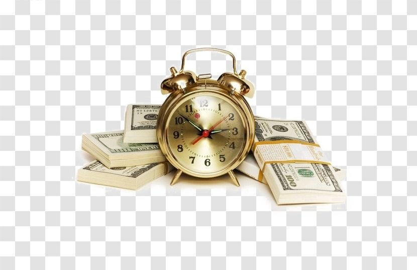 Time Value Of Money Investment Investor Budget - Earnings Per Share - Golden Alarm Clock Behind A Pile Transparent PNG