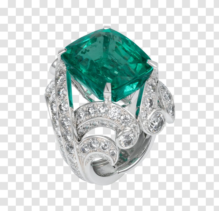 Emerald Brilliant Jewellery Gemstone Engagement Ring - Cartier Transparent PNG
