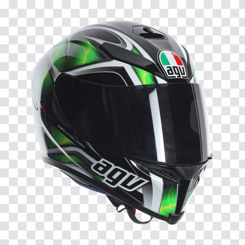Motorcycle Helmets AGV Integraalhelm Carbon Fibers - Agv - Green Black Transparent PNG
