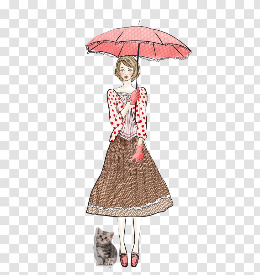 Umbrella Woman - Watercolor Transparent PNG