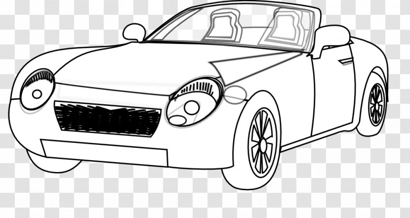 Sports Car Black And White Drawing Clip Art - Line Transparent PNG