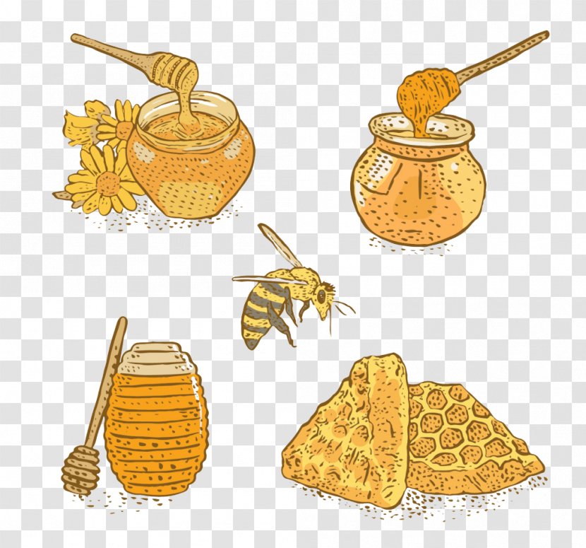 Bee Honey Sugar Download - Beehive - Painted Yellow Material Transparent PNG