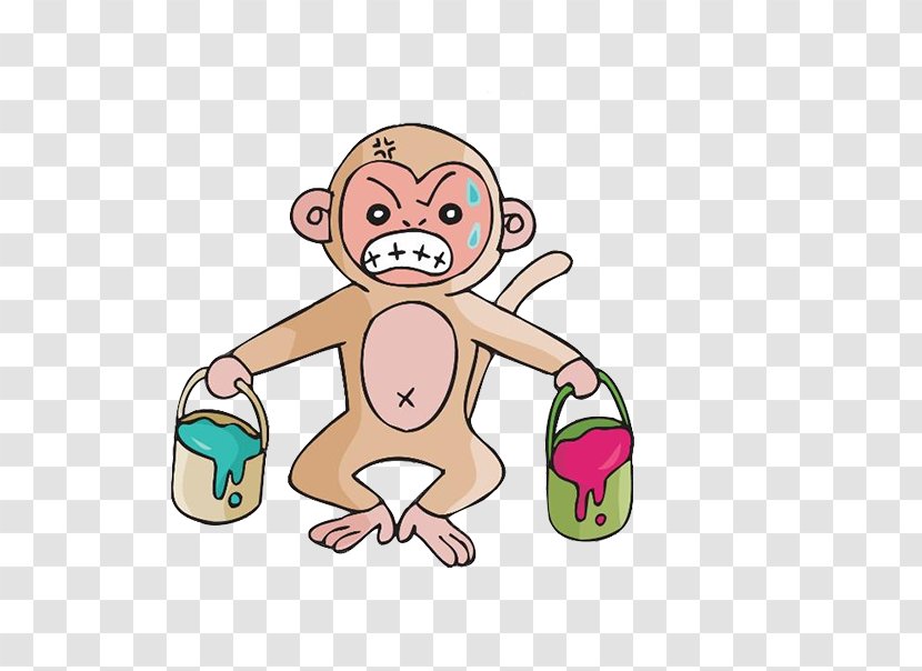 Paint Cartoon Clip Art - Watercolor - Monkey Brush Transparent PNG