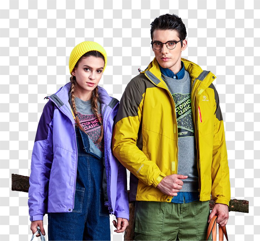 Hoodie T-shirt Jacket Clothing Hiking Apparel - Couple - Jackets Transparent PNG