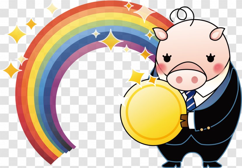 Bank Clip Art - Pig Holding Gold Transparent PNG