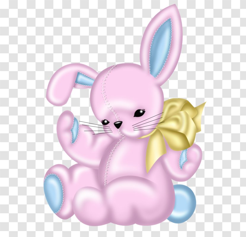 Easter Bunny Domestic Rabbit Clip Art - Drawing - Hand-painted Pink Transparent PNG