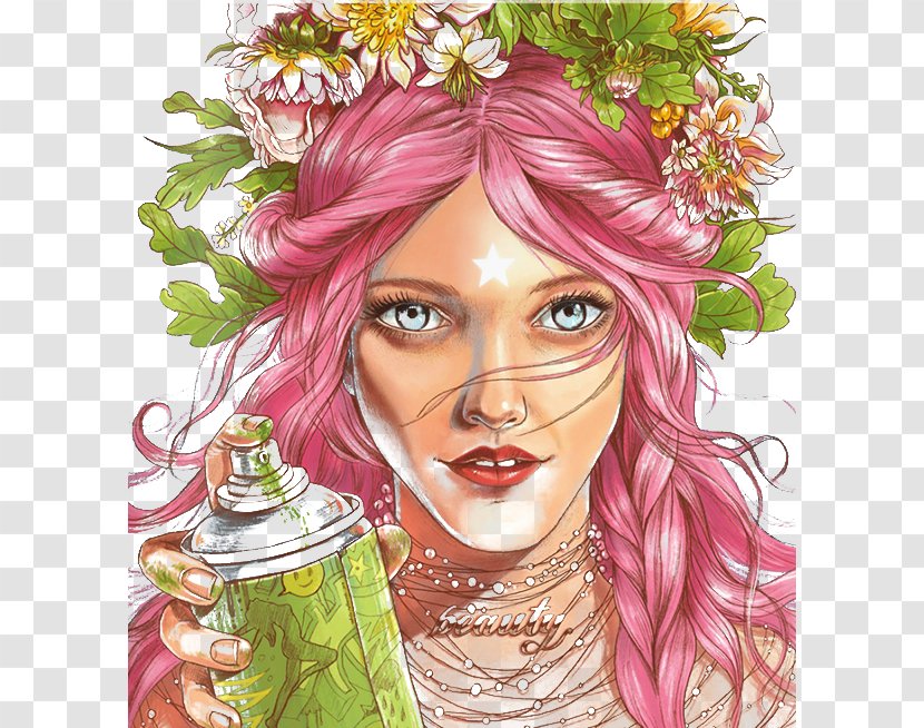 Illustrator Book Cover Art Painter Illustration - Cartoon - Wear Floral Pattern Beauty Transparent PNG