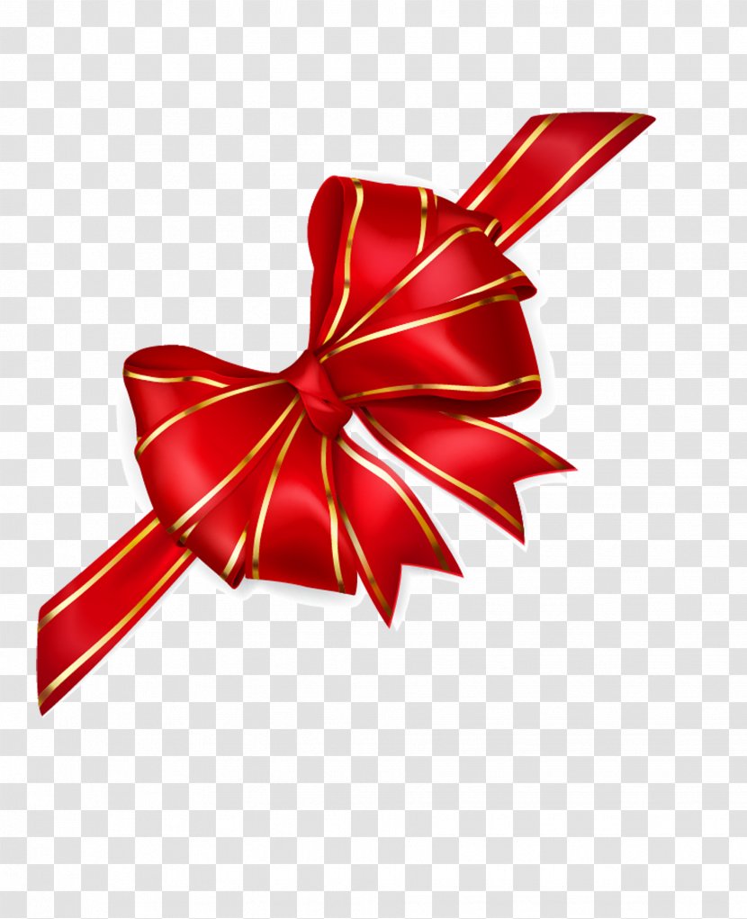 Red Ribbon Illustration - Petal - Bow Transparent PNG