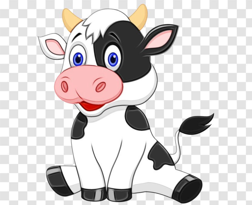 Watercolor Drawing - Cuteness - Animation Bovine Transparent PNG