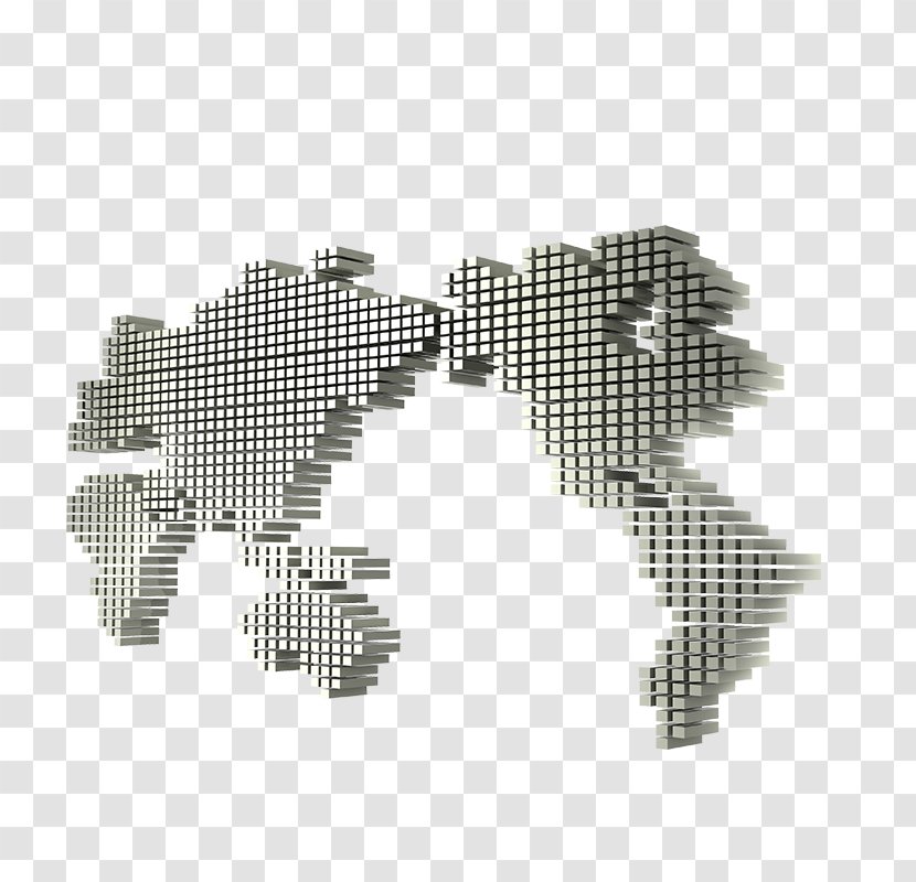 World Map - Black And White - Three-dimensional Transparent PNG