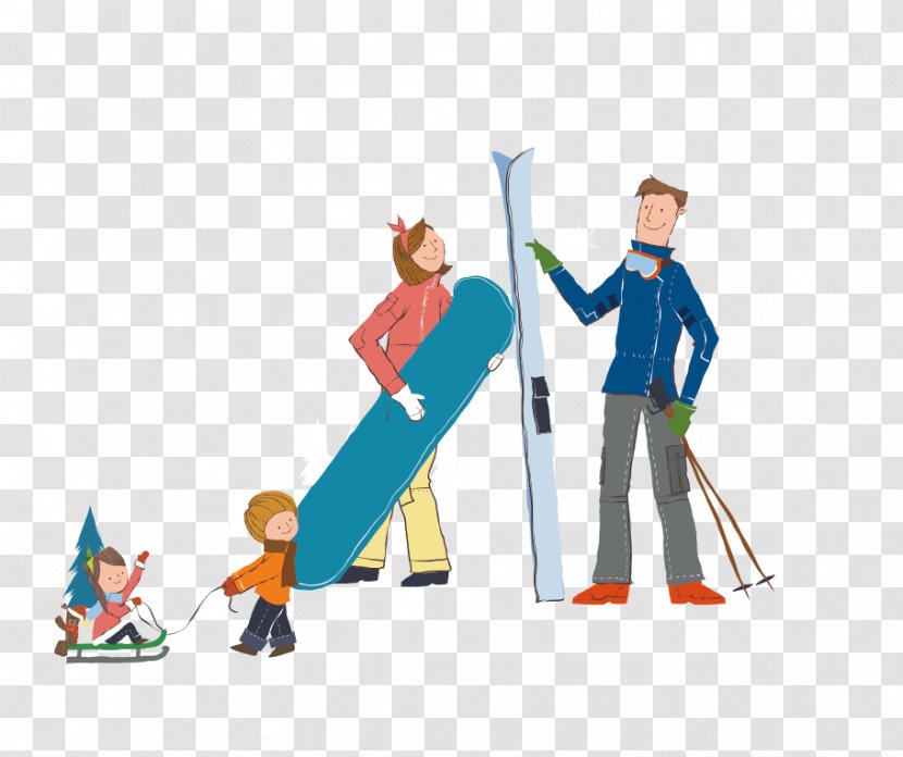 Skiing Ice Skating Winter - Recreation - Family Of Four Transparent PNG
