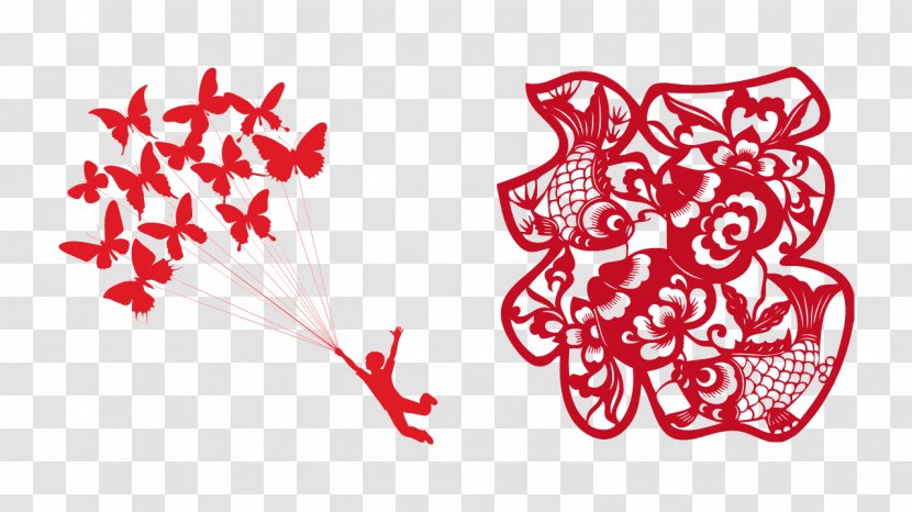 China Papercutting Chinese Paper Cutting - Flower - Cut,Grilles,new Year,Chinese New Year Transparent PNG