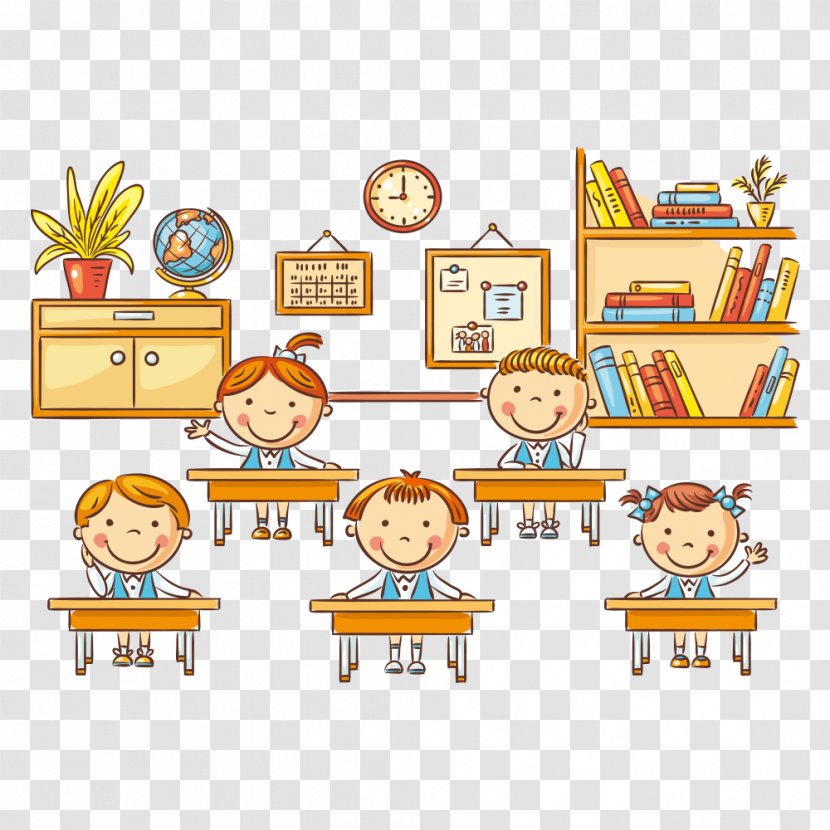 Student Cartoon Classroom Lesson - Child - School Students Transparent PNG