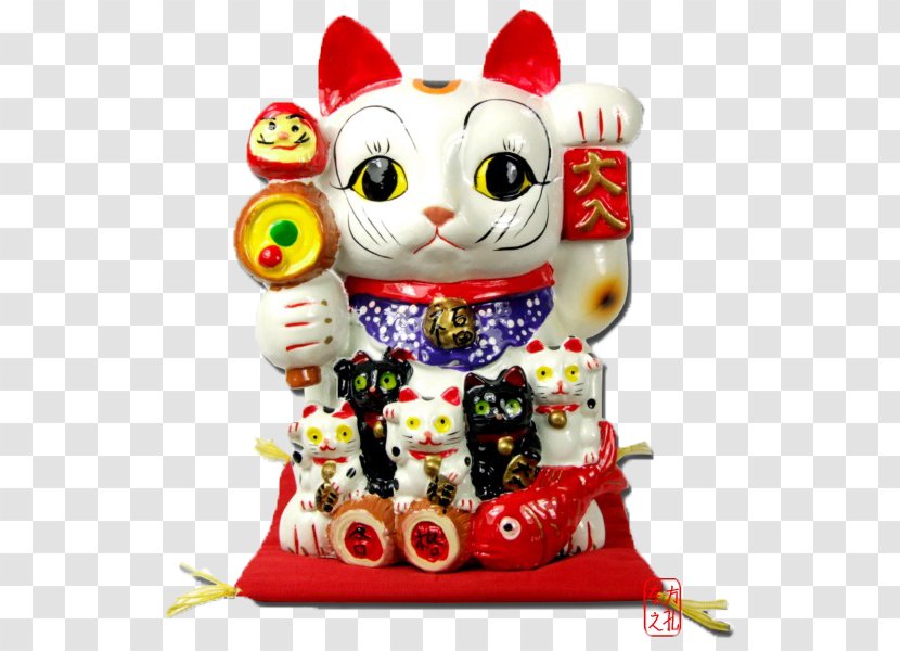 Cat Maneki-neko Luck Ceramic Daruma Doll - Tea Transparent PNG