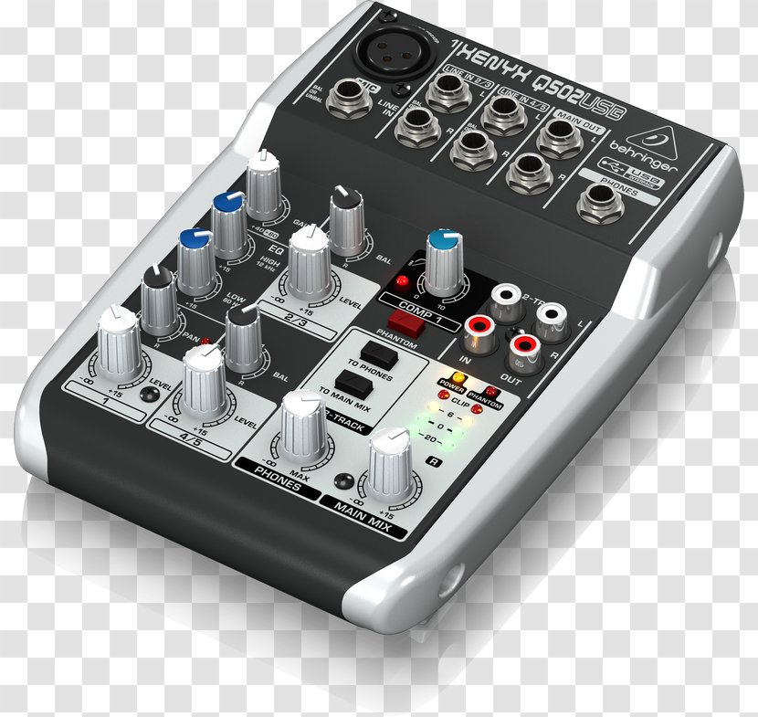 Microphone Preamplifier Behringer Xenyx Q502USB Audio Mixers Mixer - Sound Transparent PNG