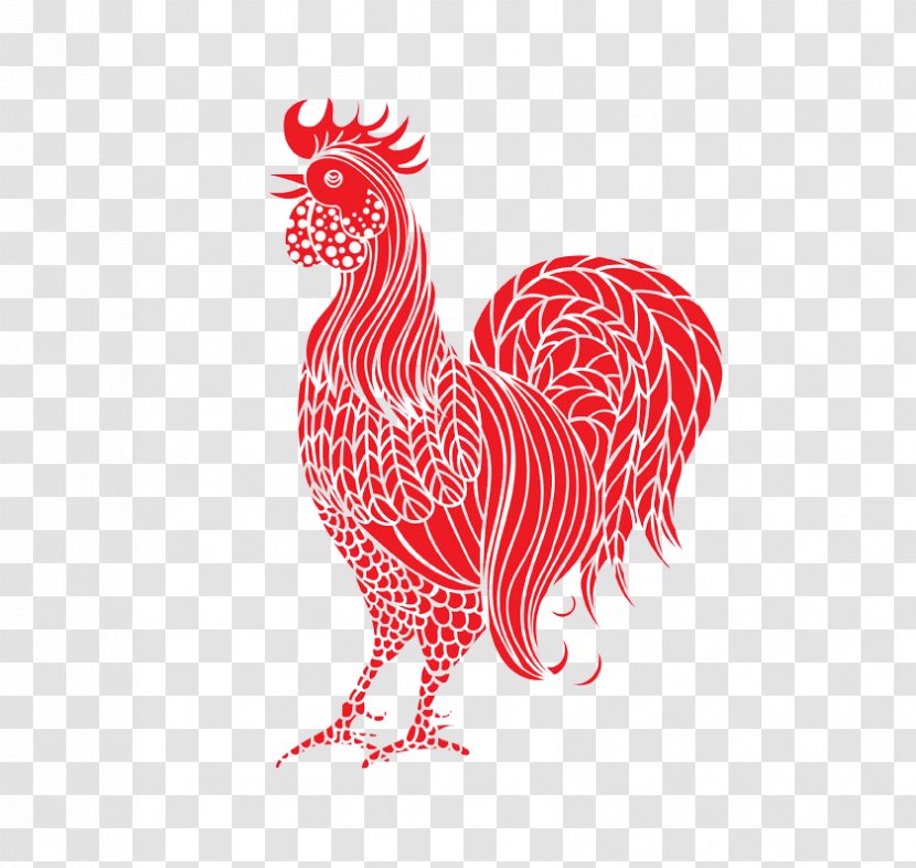 Chicken Chinese New Year Zodiac Rooster - Tree - Paper-cut Cock Transparent PNG