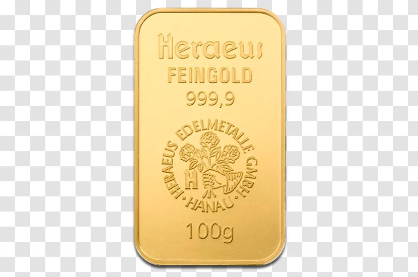 Gold Bar Heraeus Ingot Bullion - Goldsmith - BARS Transparent PNG