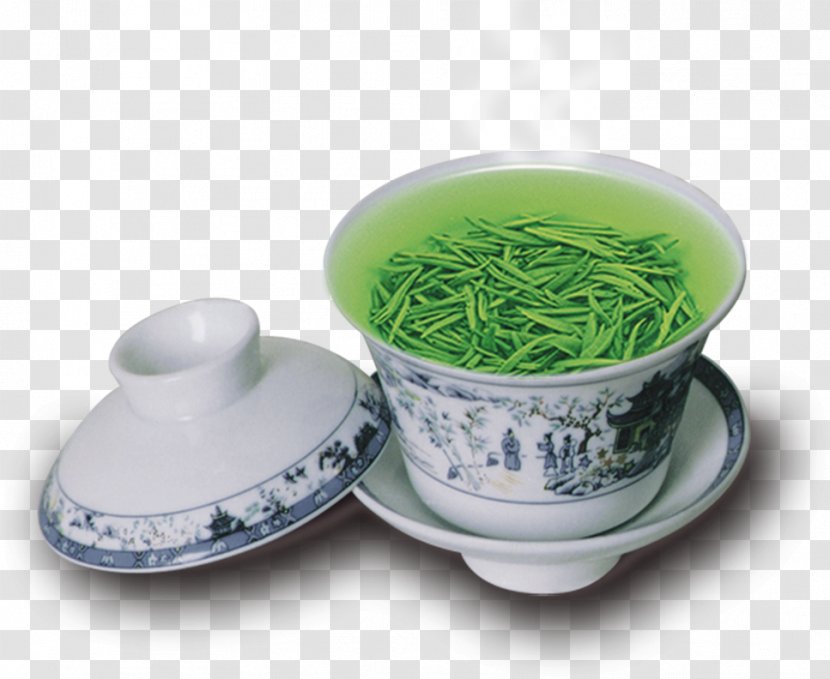 Green Tea Huangshan Maofeng Longjing Chawan - Chinoiserie - In The Bowl Transparent PNG