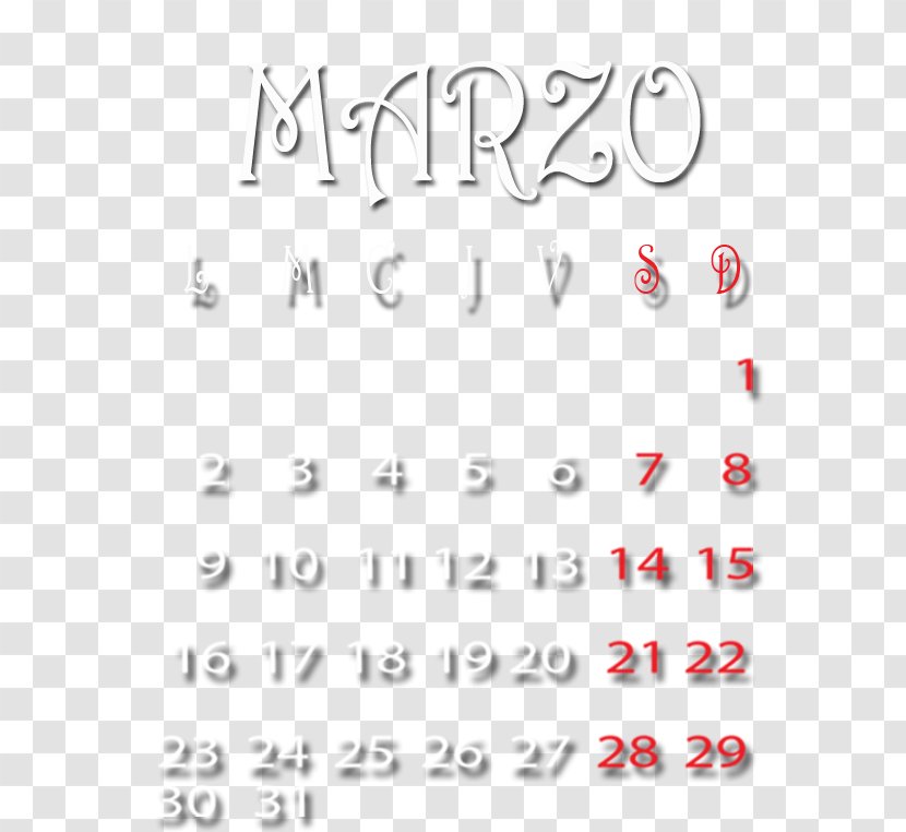 Calendar Handwriting Font Area Body Jewellery - Number - March Transparent PNG