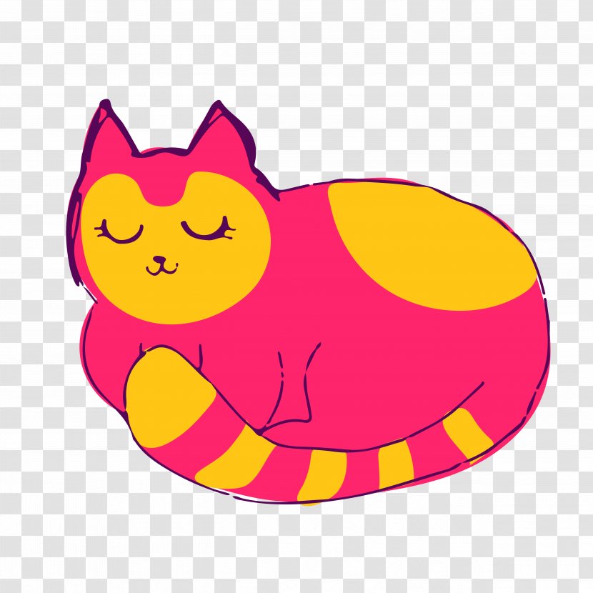 Cat Illustration - Cartoon - Sleeping Kitten Material Transparent PNG