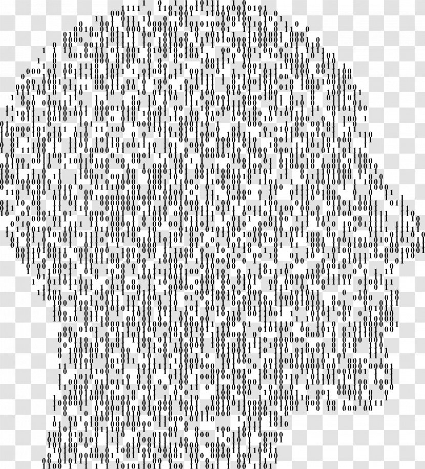 Human Head Concrete Poetry Skull Thought - Binary Number - Gears Transparent PNG