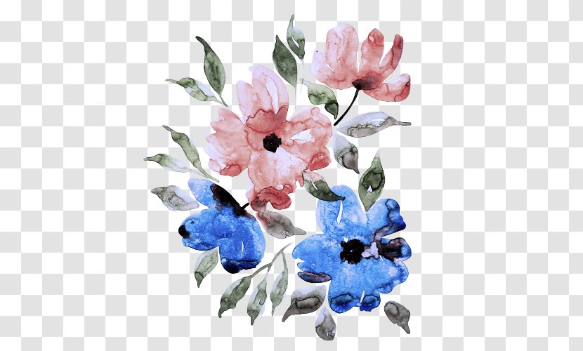 Flower Blue Plant Petal Watercolor Paint - Branch Magnolia Transparent PNG