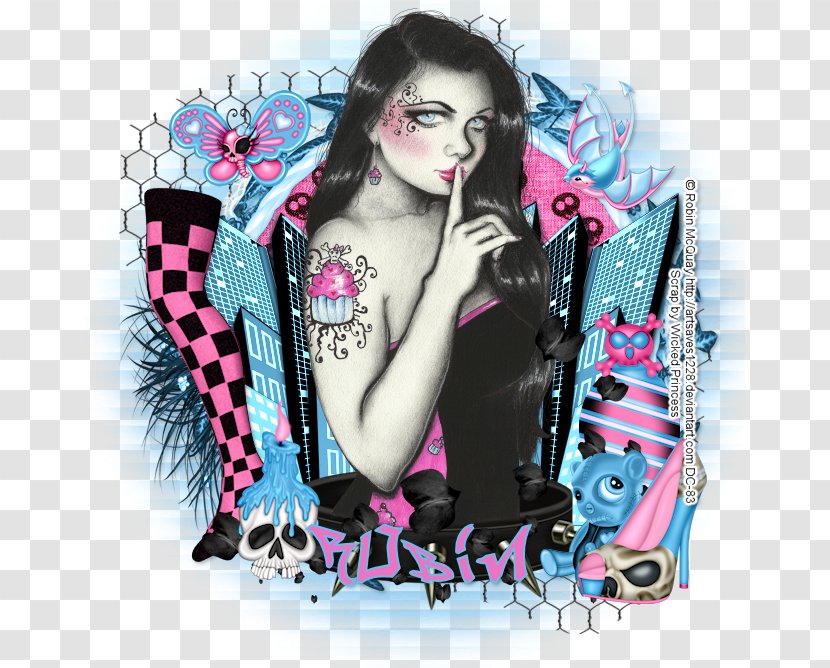 Graphic Design Poster Black Hair - Pink M Transparent PNG