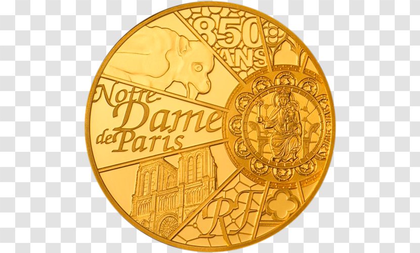 Coin Notre-Dame De Paris Gold 50 Euro Note - Coins - Notre Dame Transparent PNG