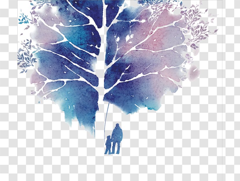 Watercolor Painting Drawing Negative Space - Portrait - Tree Transparent PNG