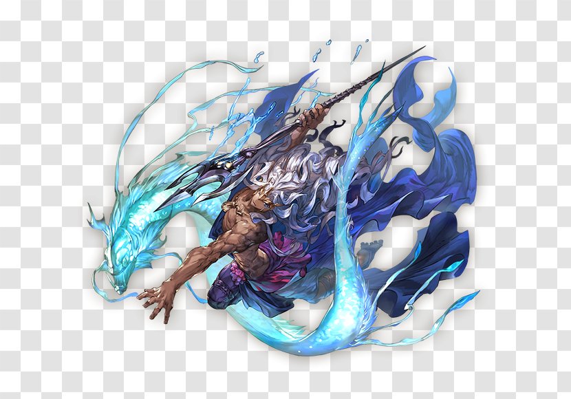 Granblue Fantasy Character Dragon Poseidon - Fictional - Blue Moon Transparent PNG