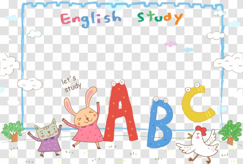 English Alphabet Learning Letter - Word - Vector Cartoon Bunny With Transparent PNG