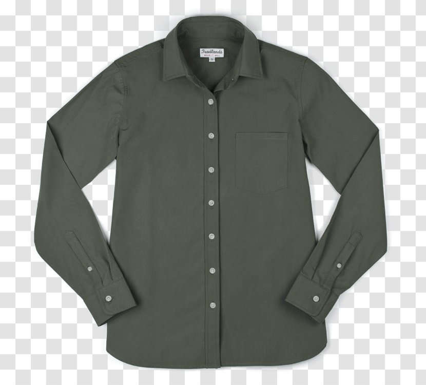 Dress Shirt Long-sleeved T-shirt Olive - Khaki - Button Up Shirts Transparent PNG