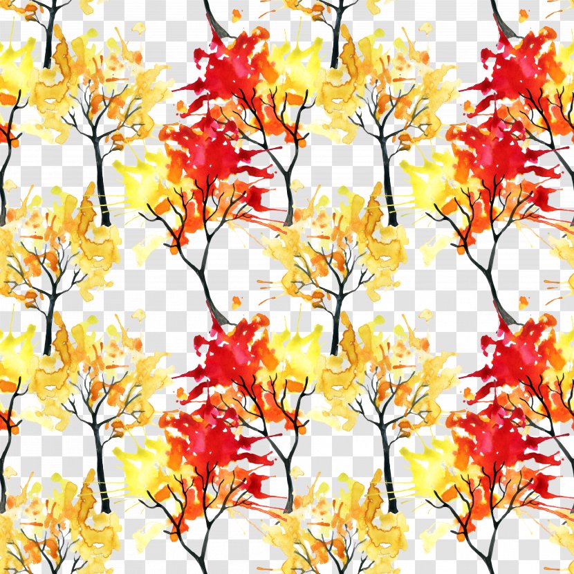 Watercolor Painting Autumn Illustration - Tree Transparent PNG