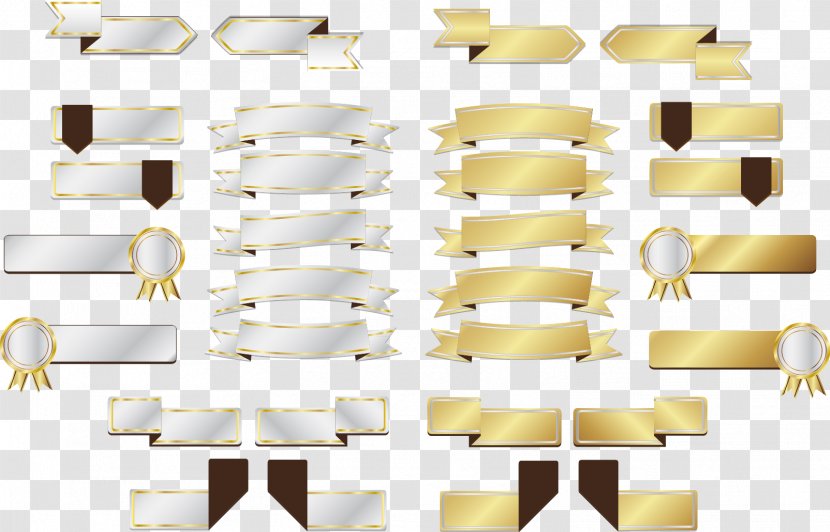 Ribbon Banner Clip Art - Royaltyfree - Gold And Silver Transparent PNG