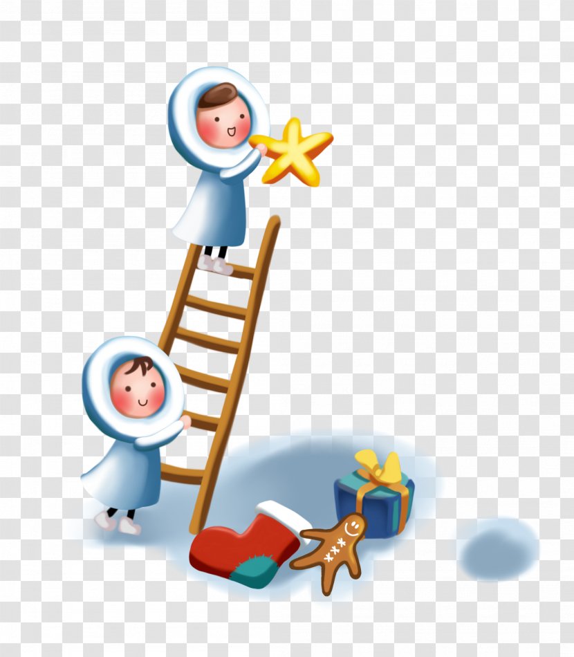 Child Christmastide Feed The Cute - Christmas Eve - Rope Puzzle IllustrationCartoon Climb Stairs Transparent PNG